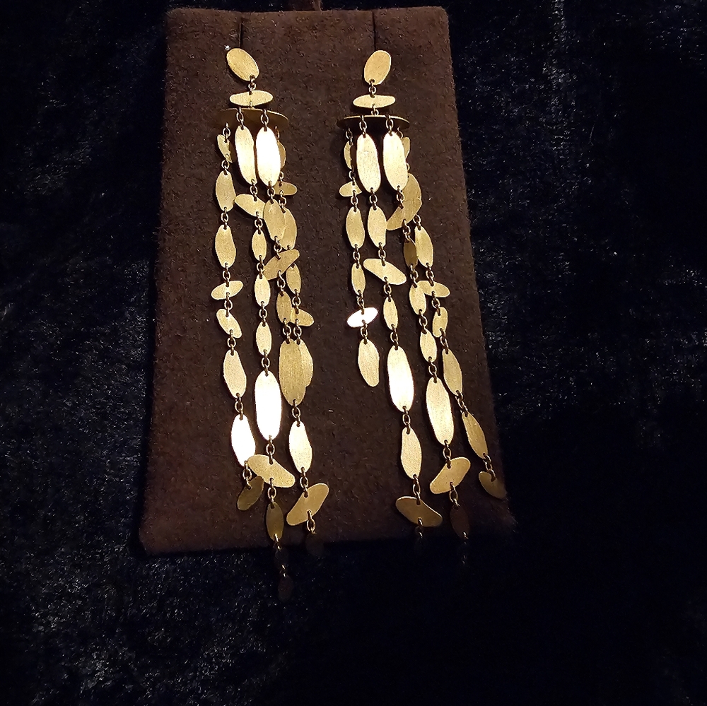 Authentic, Rare H Stern 18k Gold 4" Dangle, Chandelier, & Pierced Earrings